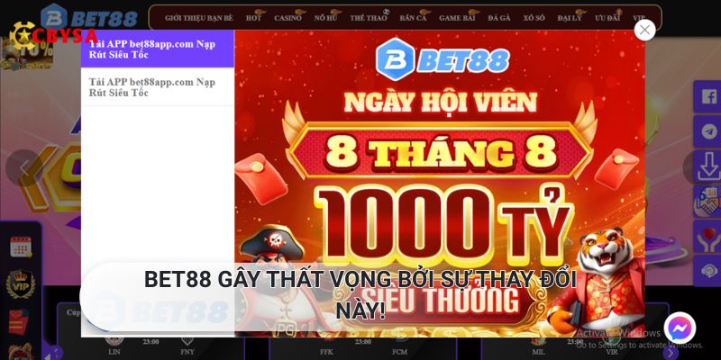 BET88 đang dần khiến hội viên cảm thấy thất vọng