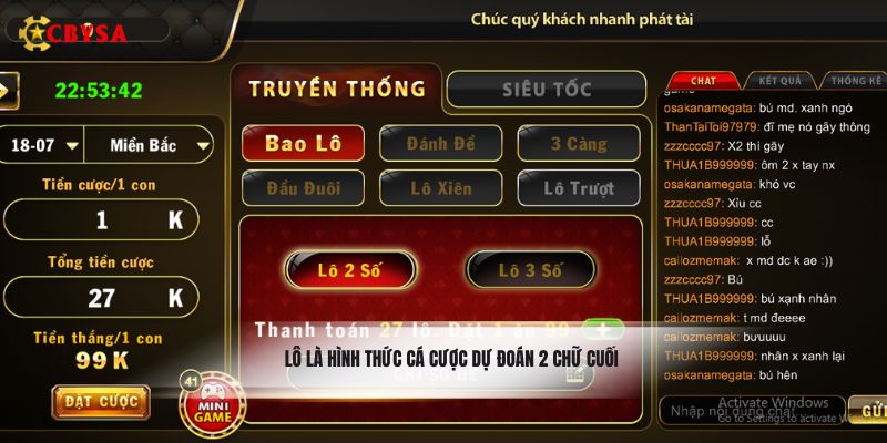Lô là hình thức cá cược dự đoán 2 chữ cuối