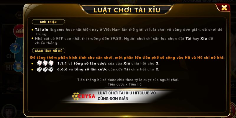 Luật chơi Tài Xỉu Hitclub đơn giản dễ hiểu