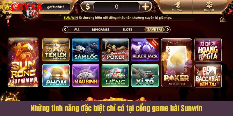 Những tính năng đặc biệt chỉ có tại cổng game bài Sunwin