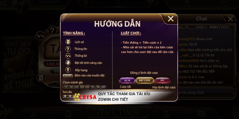 Quy tắc tham gia Tài Xỉu Zowin chi tiết