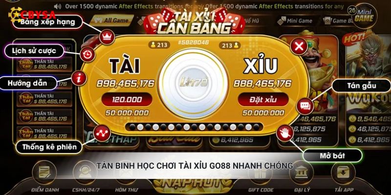 Tân binh học chơi tài xỉu Go88 nhanh chóng