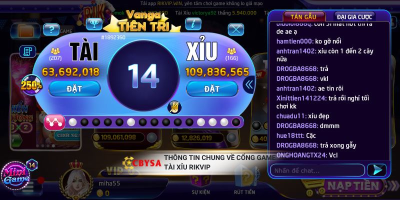 Thông tin chung về cổng game Tài Xỉu Rikvip