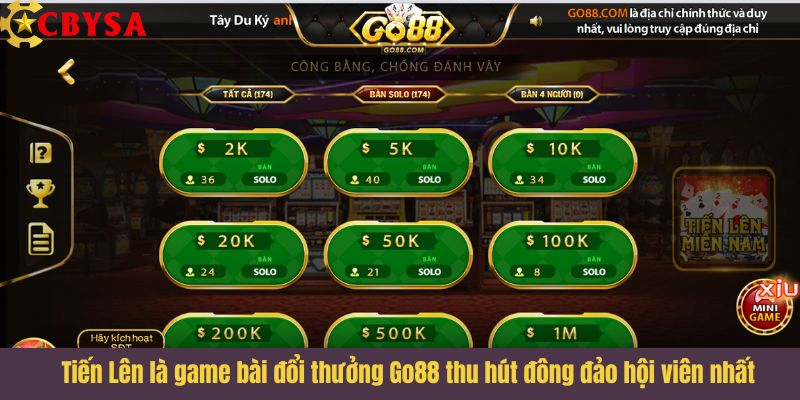 Tiến Lên là game bài đổi thưởng Go88 thu hút đông đảo hội viên nhất