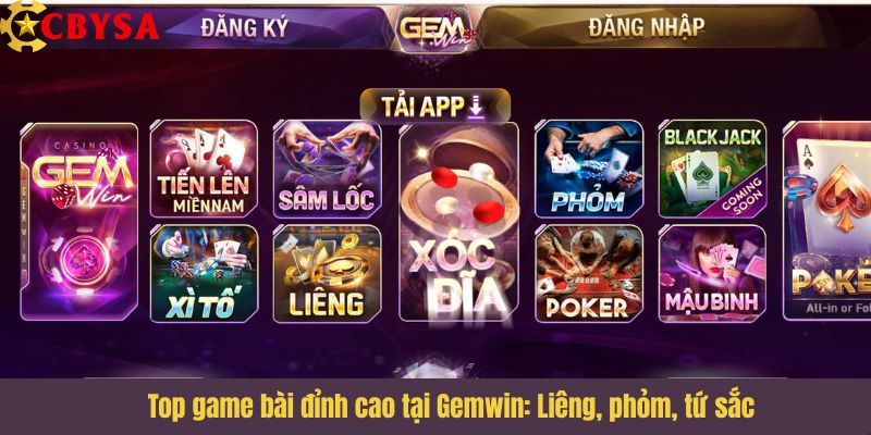 Top game bài đỉnh cao tại Gemwin: Liêng, phỏm, tứ sắc