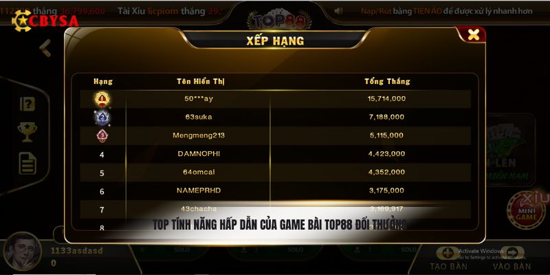 Top tính năng hấp dẫn của game bài Top88 đổi thưởng