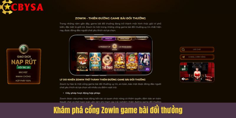Zowin - Cổng game bài đổi thưởng chất lượng